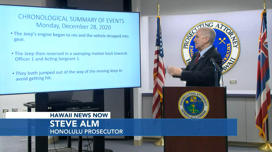 REVIEW CONCLUDES OFFICERS WERE JUSTIFIED IN FATALLY SHOOTING MAN WHO DROVE TOWARD THEM